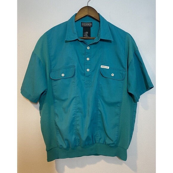 Vintage Members Only Shirt Men's Size‎ Large Green Pullover Single Stitch - Picture 2 of 12